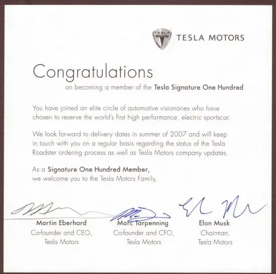 Cento certificati con firma Tesla